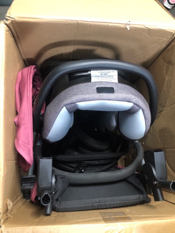 Photo 2 of (USED) Evenflo Pivot Modular Travel System With SafeMax Car Seat Only Travel System Dusty Rose