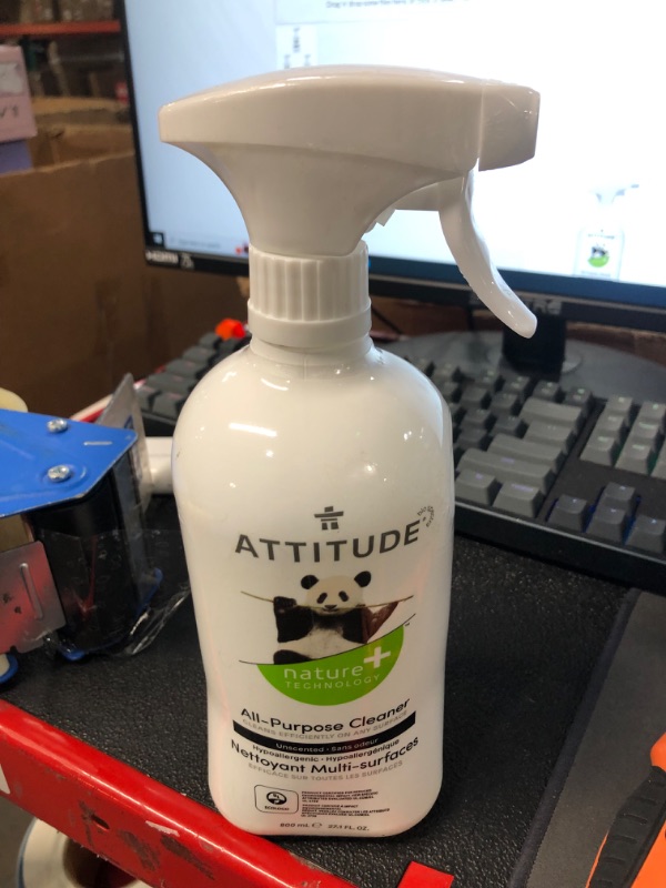 Photo 2 of ATTITUDE All Purpose Cleaner, Effective Plant- and Mineral-Based Ingredients, Vegan and Cruelty-free Hard Surface Cleaning Products, Unscented, 27.1 Fl Oz