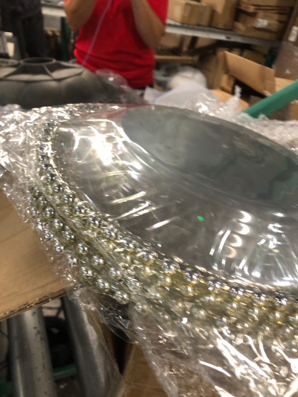 Photo 3 of **GOLD TRIM**
24 Pack 13 Inch Clear Charger Plates Bulk Round Beaded Chargers Plates Plastic Decorative Charger Plates with goldBeaded Rim for Kitchen Wedding Events Dinner Party Tabletop Home Decor