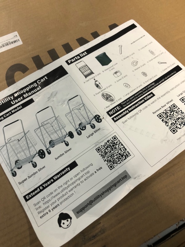 Photo 2 of [2023 Upgrade] Shopping Cart for Groceries, 345 lbs Heavy Duty Grocery Cart with 360° Swivel Wheels, Waterproof Liner, Dual Basket, Portable Folding Utility Carts for Seniors,Laundry,Transport, Gift Jumbo