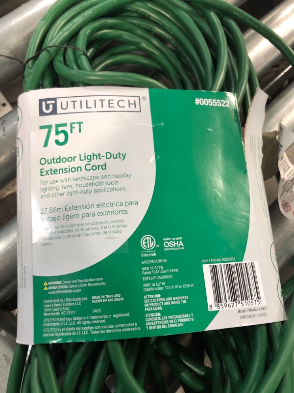 Photo 3 of GREATIDE 75 Ft Outdoor Extension Cord for Christmas Decorations - 16/3 SJTW Durable Waterproof Power Cable with 3 Prong Grounded Plug, Green 75 foot Green