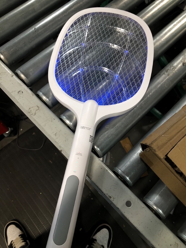 Photo 4 of ***USED - MISSING CORD AND BASE***
imirror Bug Zapper Racket, 2 in 1 Rechargeable Electric Fly Swatter, 1200mAH