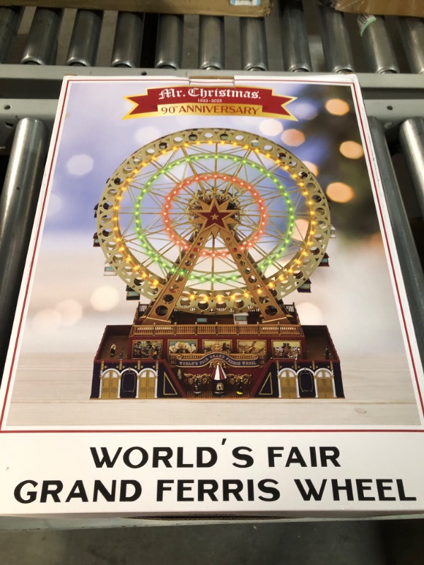 Photo 2 of **POWERS ON** Mr. Christmas World's Fair Grand Ferris Wheel 15 Inch, Gold **LOOKS NEW**