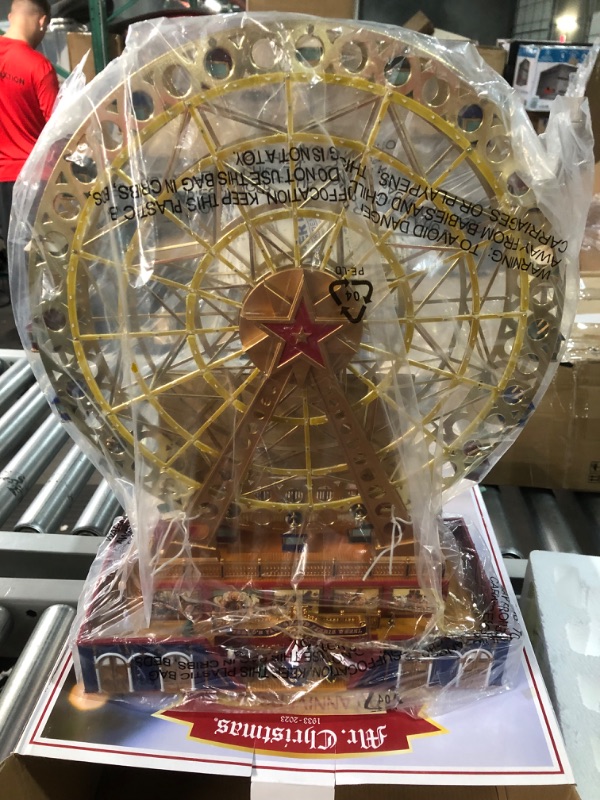 Photo 7 of **POWERS ON** Mr. Christmas World's Fair Grand Ferris Wheel 15 Inch, Gold **LOOKS NEW**