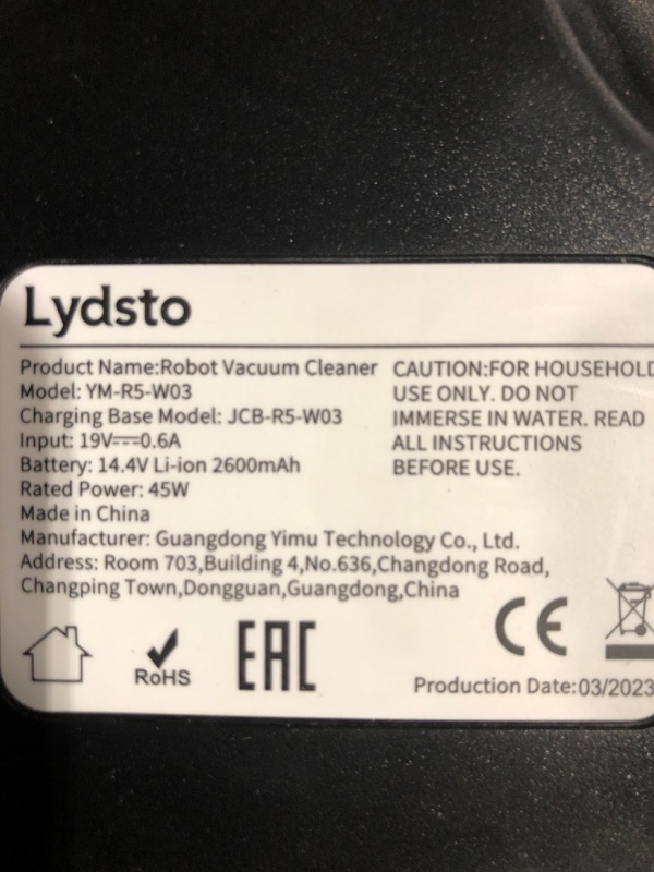 Photo 8 of * important * see notes *
Lydsto R5 Robot Vacuum and Mop Combo with HEPA Self-Emptying Base, 3-in-1 Robotic Vacuum with Lidar Navigation
