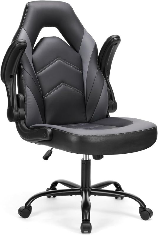 Photo 1 of Gaming Chair - PU Leather Computer Chair Ergonomic Office Chair with Lumbar Support, Height Adjustable Rolling Desk Chairs with with Flip-up Armrests
