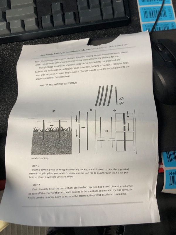 Photo 5 of **SEE CLERK NOTES** Shade Sail Poles, Heavy Duty Sun Shade Sail Post Kit