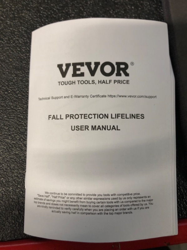 Photo 2 of VEVOR Vertical Lifeline Assembly, Fall Protection Rope, Polyester Roofing Rope, CE Compliant Fall Arrest Protection Equipment with Alloy Steel Rope Grab, Two Snap Hooks, Shock Absorber 150 FT Rope