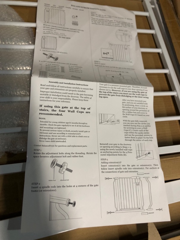 Photo 2 of BalanceFrom Easy Walk-Thru Safety Gate for Doorways and Stairways with Auto-Close/Hold-Open Features, Multiple Sizes, White 30-inch Tall, No Caps Fits 29.1 - 33.8" Wide