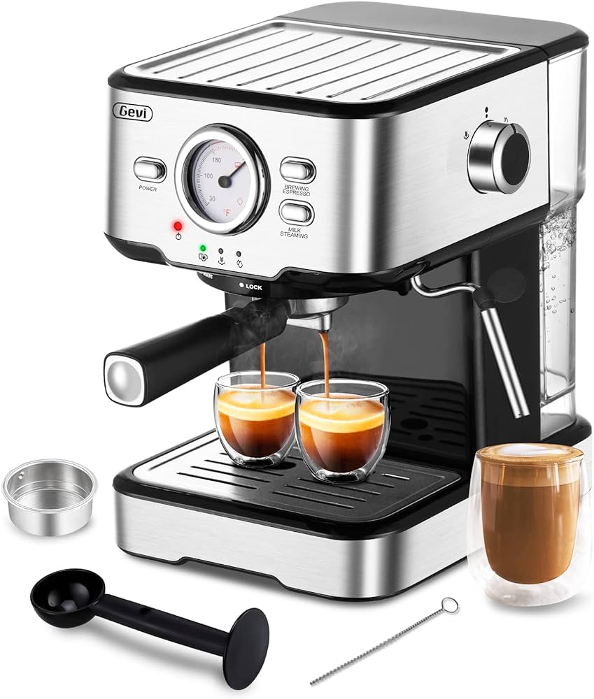 Photo 1 of Gevi Espresso Machines 15 Bar Fast Heating Automatic Cappuccino Coffee Maker with Foaming Milk Frother Wand for Espresso, Latte Macchiato, Cuppucino, Removable Water Tank