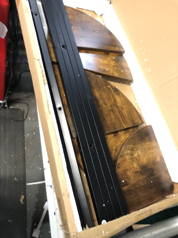 Photo 1 of Pshelfy 5-Tier Corner Shelf, Rustic Corner Bookshelf Bookcase Multipurpose Corner Ladder Shelf Plant Stand for Living Room, Kitchen, Home Office Small Space (Brown) Rustic Brown