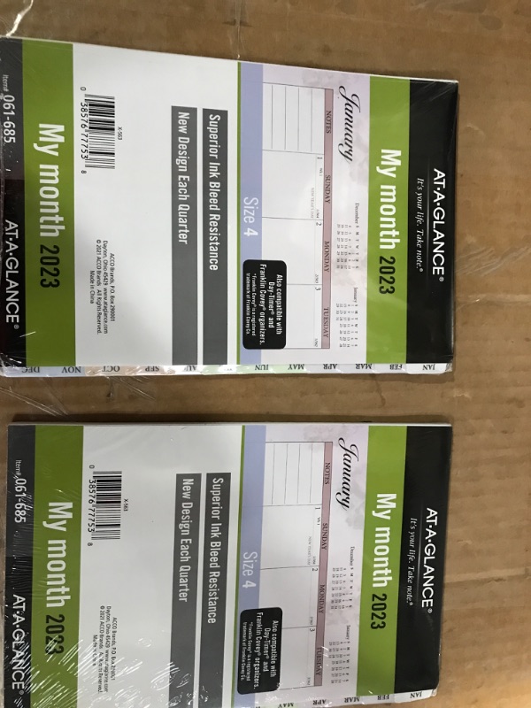 Photo 2 of  2pk AT-A-GLANCE 2023 Monthly Planner Refill, 5-1/2" x 8-1/2", Size 4, Desk Size, Unruled Blocks, Loose Leaf, Monthly Tabs