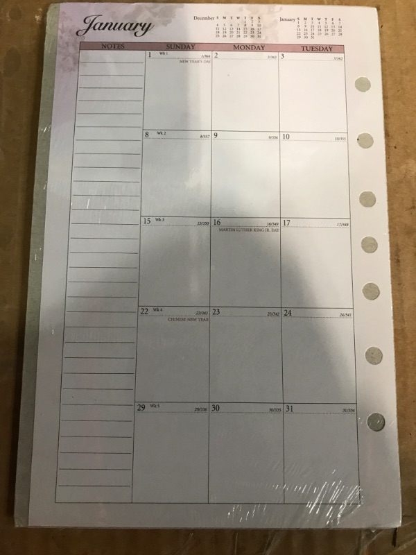 Photo 3 of  2pk AT-A-GLANCE 2023 Monthly Planner Refill, 5-1/2" x 8-1/2", Size 4, Desk Size, Unruled Blocks, Loose Leaf, Monthly Tabs