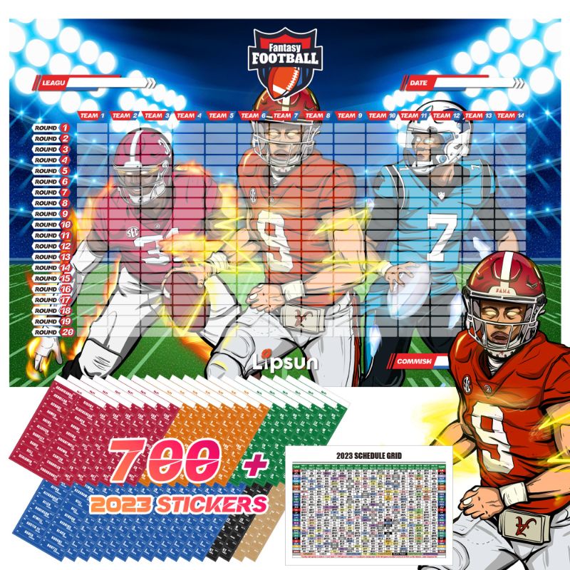 Photo 1 of **non refundable***
Fantasy Football Draft Board 2023-720 Stickers(637 Player Labels/32 Team Labels/51 Blank Labels), 6X4 Feet Large Board with 14 Teams 20 Rounds, 2023 Top Rookie and Schedule Included Super Hero