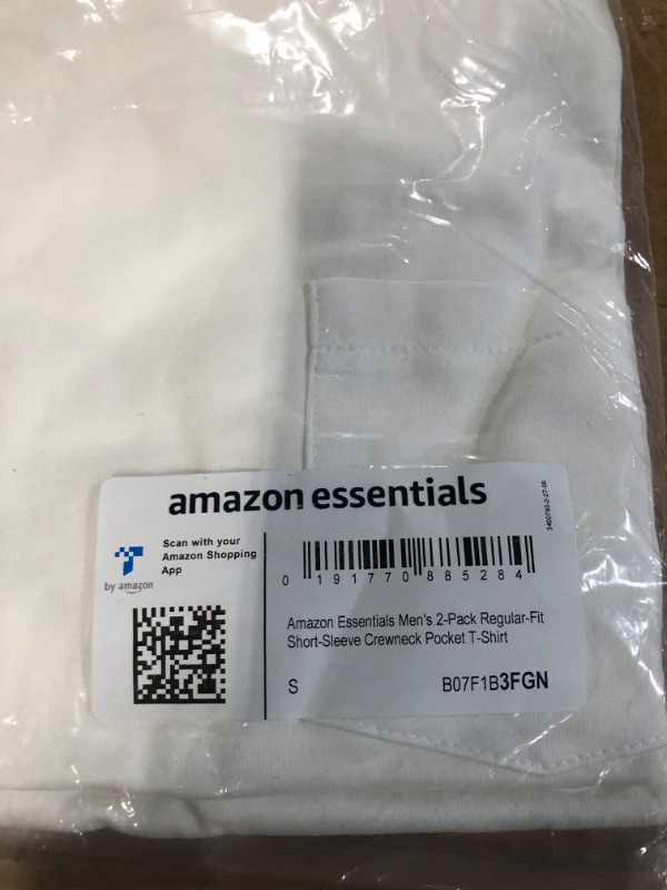 Photo 3 of **non refundable***
Amazon Essentials Men's Regular-Fit Short-Sleeve Crewneck Pocket T-Shirt, Pack of 2 Small White