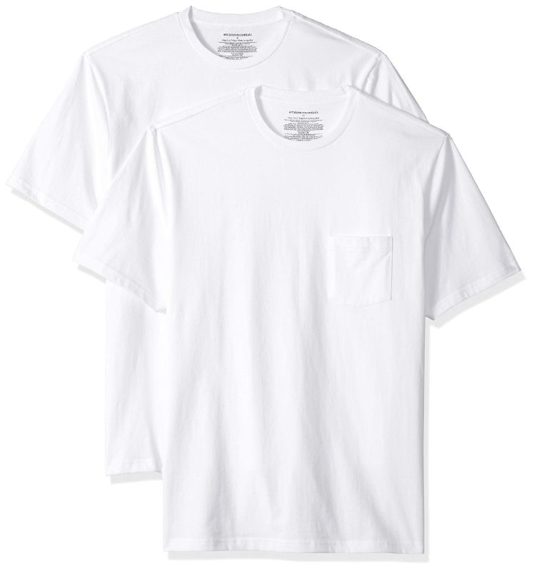 Photo 1 of **non refundable***
Amazon Essentials Men's Regular-Fit Short-Sleeve Crewneck Pocket T-Shirt, Pack of 2 Large White