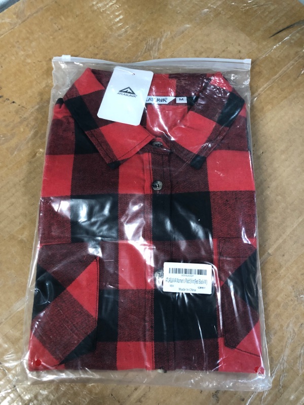 Photo 3 of **non refundable***
ATLASLAVA Women's Classic Plaid Shirt Button Down Business Flannel Blouse Oversized Shirts Long Sleeve Tops Medium Red and Black