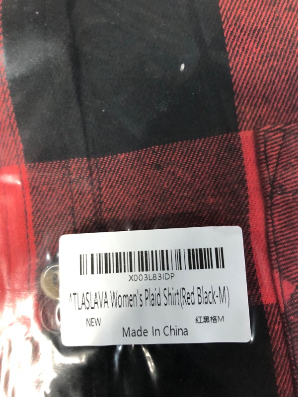 Photo 2 of **non refundable***
ATLASLAVA Women's Classic Plaid Shirt Button Down Business Flannel Blouse Oversized Shirts Long Sleeve Tops Medium Red and Black