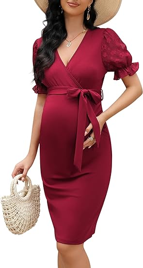 Photo 1 of **non refundable****
FUNJULY Maternity Nursing Dress Floral Mesh Bishop Sleeve Bodycon Midi Dress for Baby Shower Wedding Guest Photoshoot (2XL)