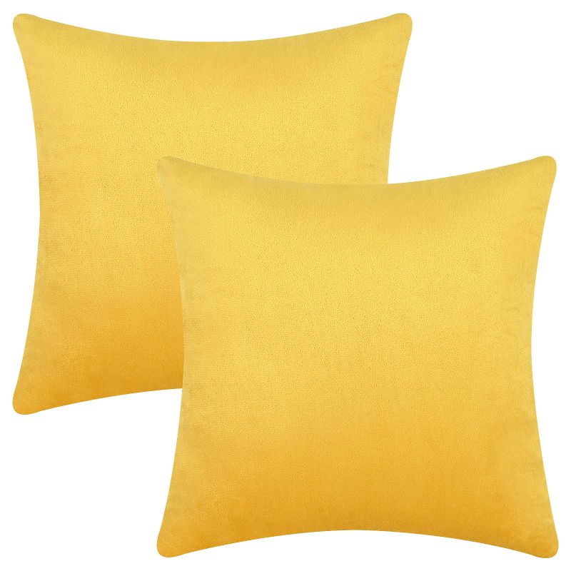 Photo 1 of **non refundable****
BLEUM CADE Set of 2 Throw Pillow Covers, Velvet Decorative Pillow Covers, Square Soft Solid Cushion Covers for Couch Sofa Bedroom Car, Yellow, 18x18 Inches (Only Cover, No Insert) Yellow 18 x 18-Inch