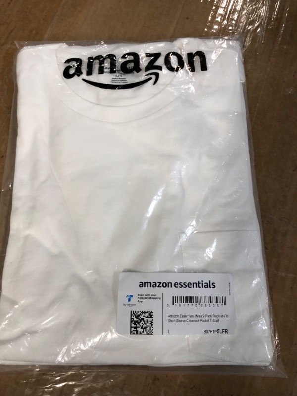 Photo 1 of **non refundable***
Amazon Essentials Men's Regular-Fit Short-Sleeve Crewneck Pocket T-Shirt, Pack of 2 Large White