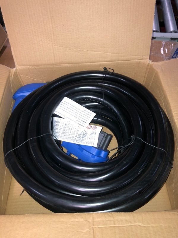 Photo 1 of 50 Amp 36 Feet RV Power Extension Cord with Polarity LED Light, STW 6/3 + 8/1 Generator Cord,NEMA 14-50P to NEMA SS2-50R Locking Connector, Heavy Duty PVC Jacket, Easy Grip Handle Blue 36FT