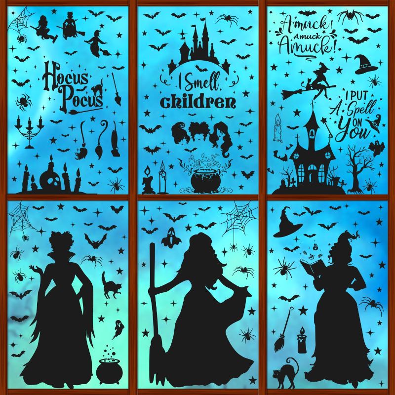 Photo 1 of (BUNDLE OF 2 NO REFUNDS) Halloween Window Clings Halloween Decorations - 8 Sheets Hocus Pocus Window Stickers
