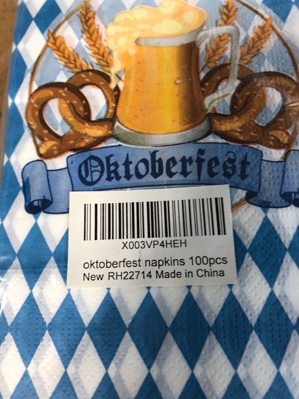 Photo 1 of 100Pcs Oktoberfest Paper Napkins Decorations, Oktoberfest Blue and White Bavarian Flag Check Luncheon Decorative Paper Napkins, Disposable Napkins for Beer Theme Oktoberfest Decorations Party Supplies
