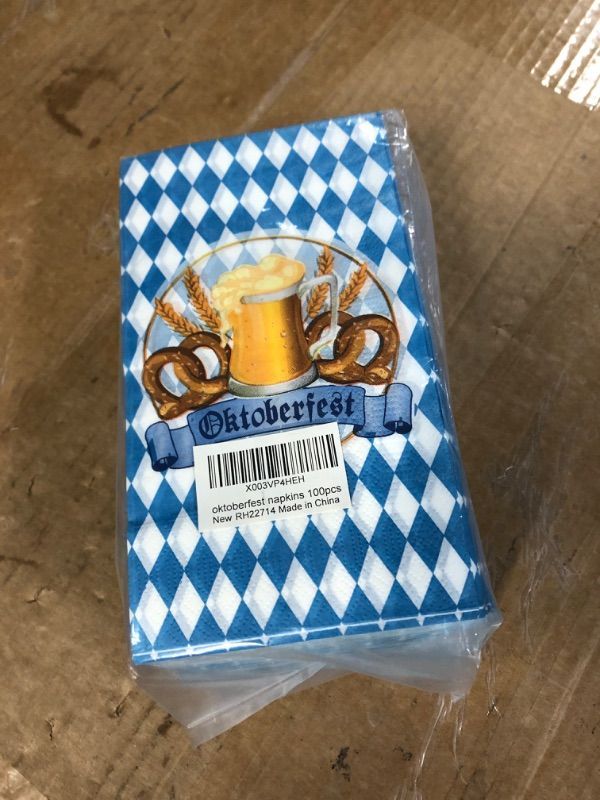 Photo 2 of 100Pcs Oktoberfest Paper Napkins Decorations, Oktoberfest Blue and White Bavarian Flag Check Luncheon Decorative Paper Napkins, Disposable Napkins for Beer Theme Oktoberfest Decorations Party Supplies