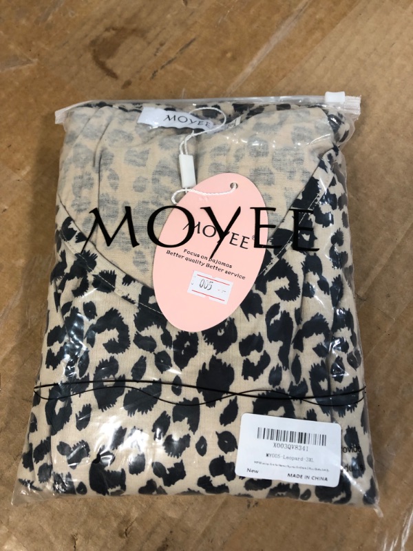 Photo 2 of MOYEE Women's Pajama Set Soft Short Sleeve 2 Piece Lounge Sleepwear with Pockets 3X-Large #2 Leopard