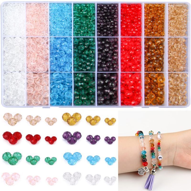 Photo 1 of BASIC MODEL 5120pcs 4/6/8mm 8 Colors Briolette Crystal Glass Beads for Jewelry Making, Rondelle Faceted Spacer Beads for Bracelets Necklace DIY Crafts