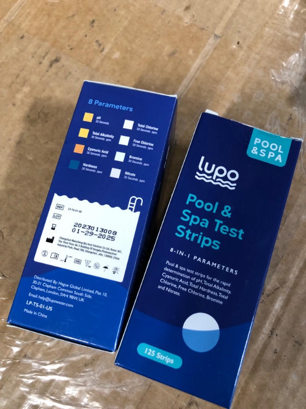 Photo 3 of ***non refundable bundle*****
Lupo 8-in-1 Swimming Pool and Spa Test Strips for pH, Total Alkalinity, Cyanuric Acid, Total Hardness, Total Chlorine, Free Chlorine, Bromine and Nitrate | Large Pack Size: 125 Test Strips (2 Pack)