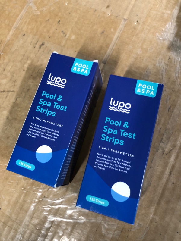 Photo 2 of ***non refundable bundle*****
Lupo 8-in-1 Swimming Pool and Spa Test Strips for pH, Total Alkalinity, Cyanuric Acid, Total Hardness, Total Chlorine, Free Chlorine, Bromine and Nitrate | Large Pack Size: 125 Test Strips (2 Pack)