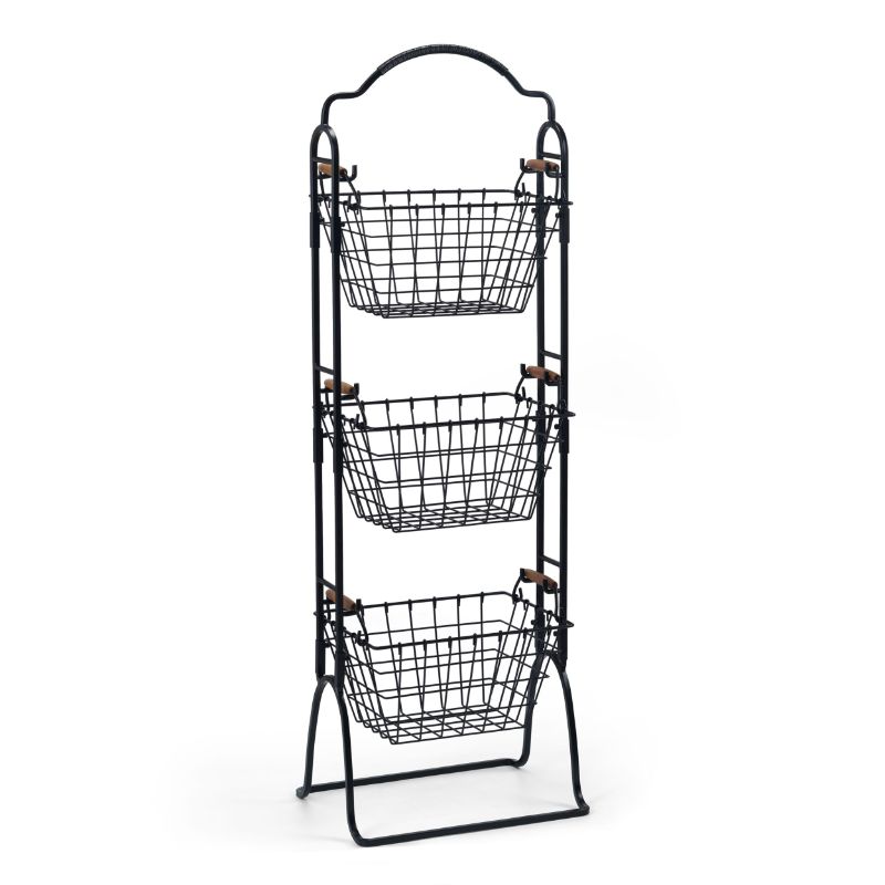 Photo 1 of (SIMILAR TO STOCK PHOTO)  Floor Standing Storage Basket, 3 Tier, 48 x 16 x 13 Inch, Black