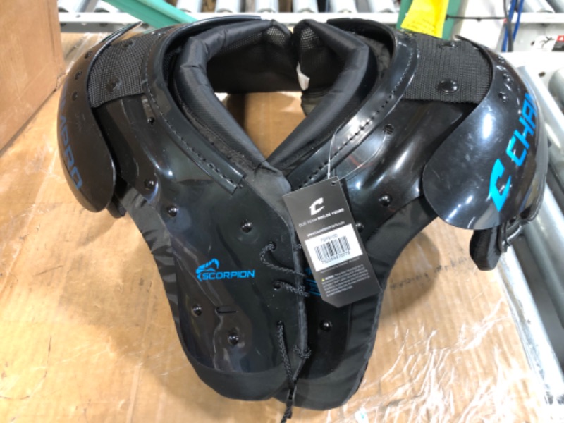 Photo 2 of (minor damage) CHAMPRO Scorpion Shoulder Pads BLACK, BLUE 130-150 lbs