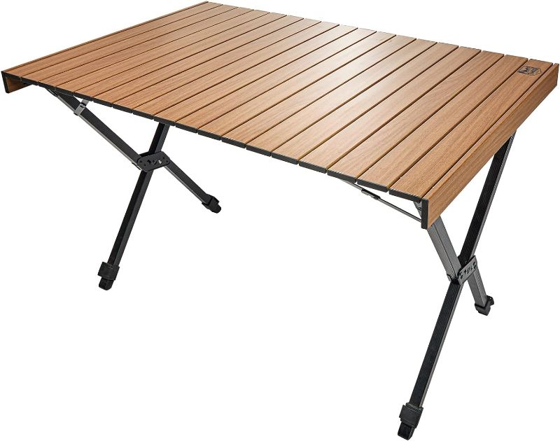 Photo 1 of (Minor Damage) TIMBER RIDGE Folding Camping Table Adjustable Height, 4-6 Person Lightweight Aluminum Roll-up Table for Camping