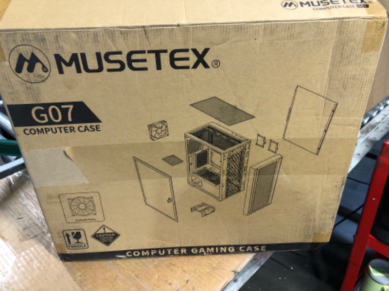 Photo 3 of MUSETEX ATX PC Case 6 PWM ARGB Fans Pre-Installed, Mid Tower Gaming PC Case with Side Opening Tempered Glass Door, USB 3.0 x 2 Computer Case, Black, G07 G07NEW