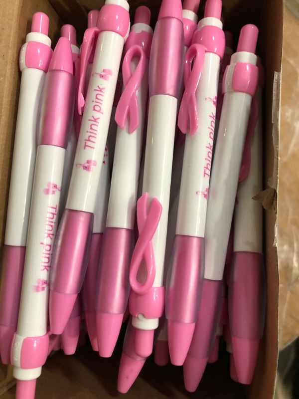 Photo 2 of Ctosree 60 Pcs Breast Cancer Awareness Pens Gifts Bulk 12 Style Pink Ribbon Retractable Gel Pens Black Ink Support Breast Cancer Favors Items Supplies for Women Survivor Coworker Office