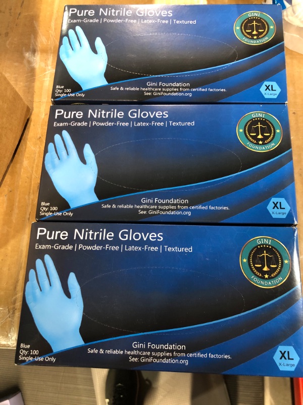 Photo 1 of (Bundle of 3/ No Refunds) Gini Foundation Nitrile Protective Gloves XL 
