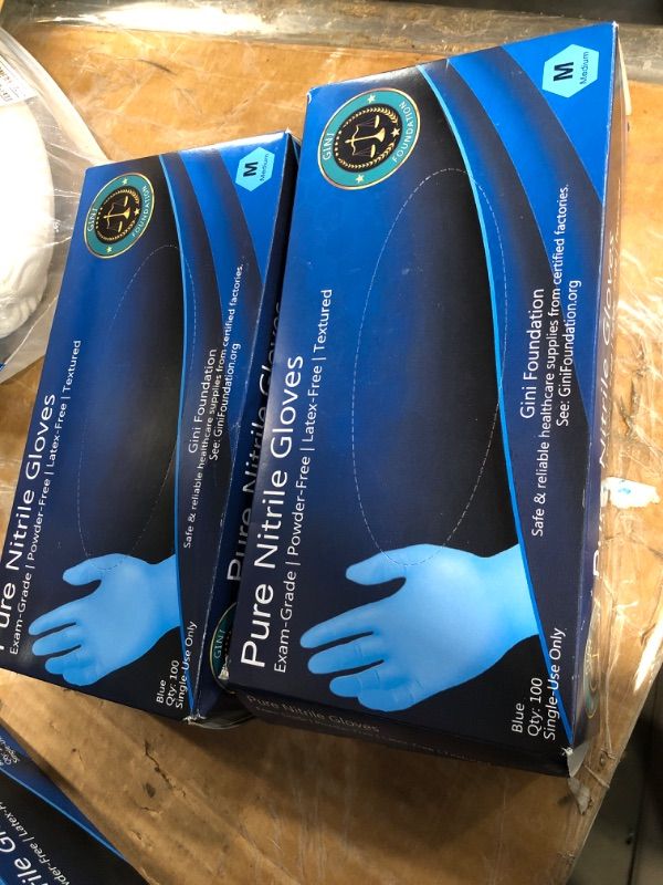 Photo 2 of (Bundle of 2/ No Refunds) Gini Foundation Nitrile Protective Gloves Medium 
