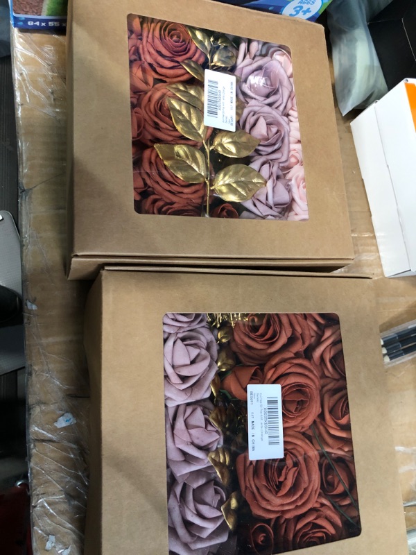 Photo 2 of (Bundle of 2/ No Returns) XunYee 50 Pieces Artificial Rose Flowers Box Set Rose Bouquet  (Orange Series)