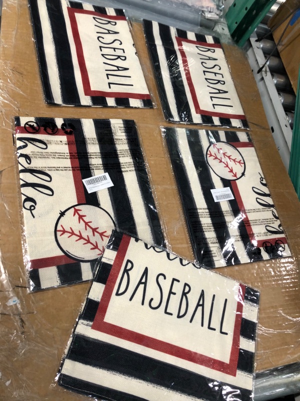 Photo 4 of **NON REFUNDABLE BUNDLE***
AVOIN Watercolor Stripes Hello Baseball Garden Flag Vertical Double Sided, Sports Holiday Yard Outdoor Decoration 12.5 x 18 Inch (5 Pack)