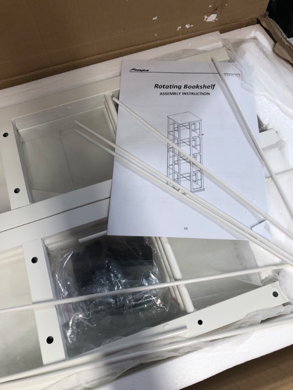 Photo 1 of Aheaplus Rotating Bookshelf, Corner Bookshelf, 360 Display Wood Spinning Bookshelf, Floor Standing Bookcase , White