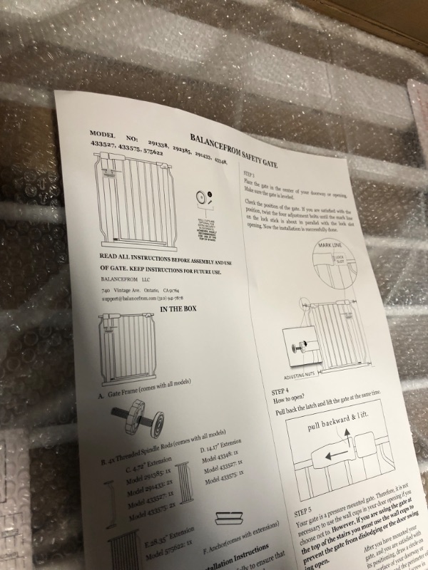 Photo 2 of BalanceFrom Easy Walk-Thru Safety Gate for Doorways and Stairways with Auto-Close/Hold-Open Features, Multiple Sizes 30-inch Tall, No Caps Fits 29.1 - 38.5" Wide