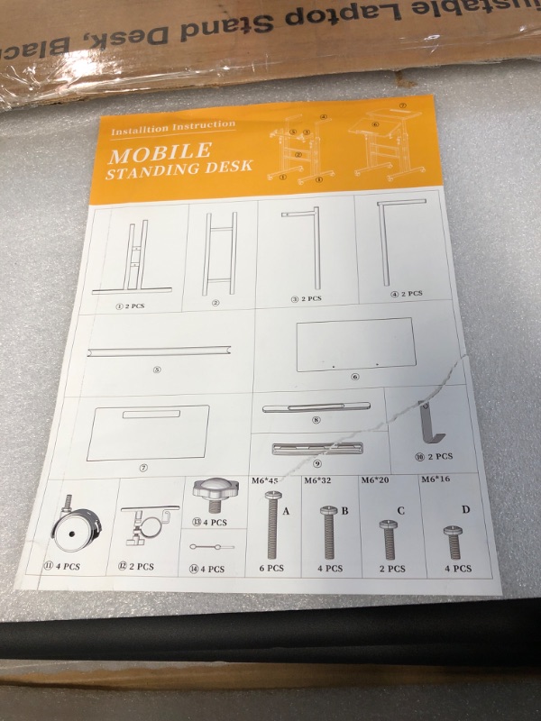 Photo 2 of **READ NOTES BELOW*Klvied Mobile Standing Desk with Cup Holder, Portable Stand Up Desk, 