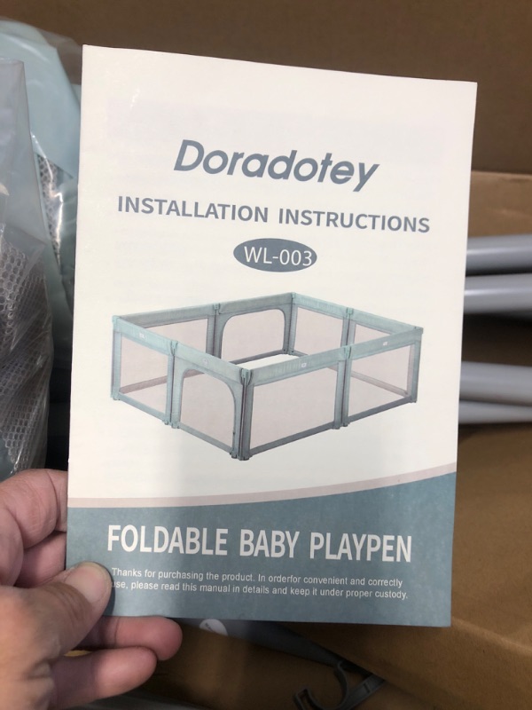 Photo 2 of Doradotey Baby Playpen, 79x71x27 Inch (Pack of 1) Foldable Light Green