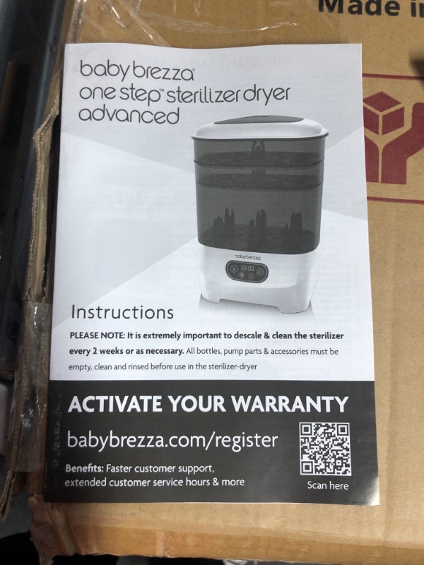 Photo 3 of Baby Brezza Baby Bottle Sterilizer and Dryer Advanced – Electric Steam Sterilization Machine – Universal Sterilizing for All Bottles: Plastic + Glass + Pacifiers + Breast Pump Parts - HEPA Filtration