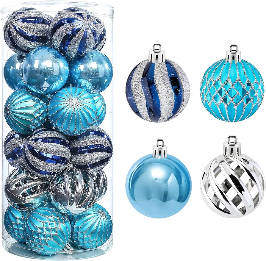 Photo 1 of  24pcs 2.36'' Christmas Balls Ornaments Shatterproof Colorful Glittering Baubles Set Xmas Tree 