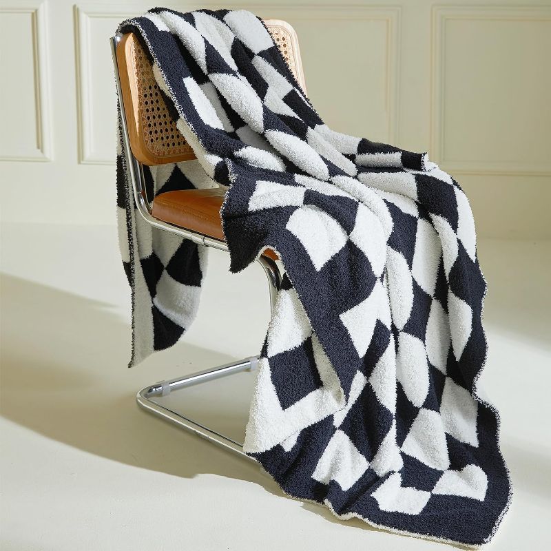 Photo 1 of MIDO HOUSE Plaid Fuzzy Blanket Ultra-Soft 52x63