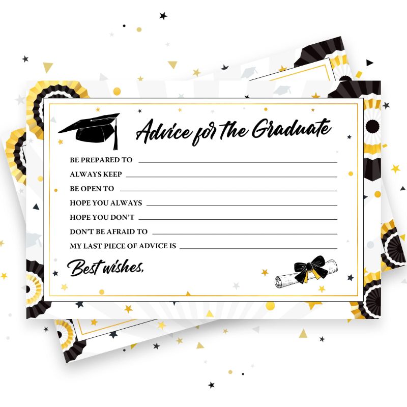 Photo 1 of Joyousa 2023 Personalized Graduation Advice Cards / Party Favors or Supplies, Black & Gold 100 pack